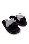 Children's slippers with a kitten and rhinestones Black Carliss