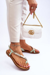 Women's Sandals With Ornaments On The Belt Green Alamis