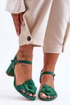 Suede Sandals with Flower S.Barski 04 Green