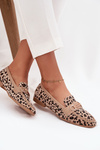 Loafers Women's Moccasins With Decorative Element Leopard Print Beige Evelora