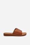 Women's Flat Sole Sandals with Eco Leather Decoration Brown Makia