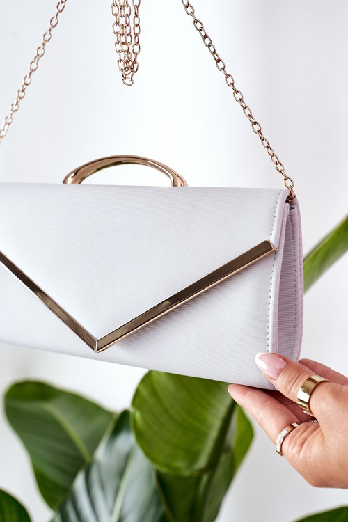 Elegant Clutch Bag With Chain Grey