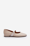 Women's Leather Ballerina Flats Laura Messi 2774 Beige
