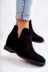 Suede Boots With Cut-outs On A Flat Heel Black Henriette