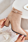 Warm Women's Ankle Boots With Pointed Toes On A Heel Beige Laoreina