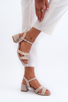 Women's High Heel Sandals in Faux Leather Sergio Leone SK894 Beige