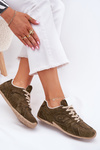 Ladies Sports Shoes Made Of Eco Suede Dark Green Dorella