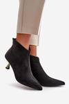 Women's Stiletto Heeled Eco Suede Boots Black Terlena