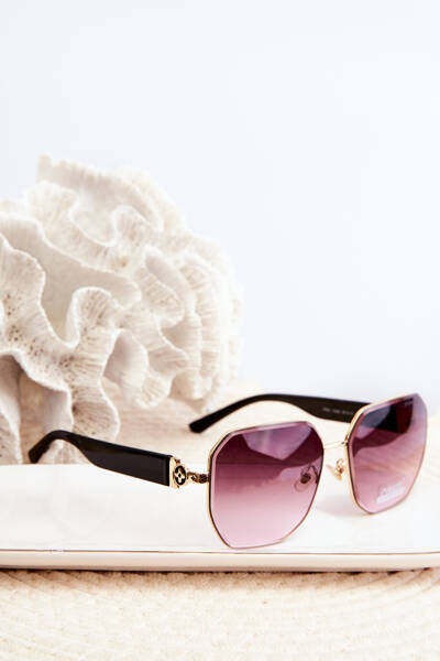 Okulary Przeciwsłoneczne Damskie UV400 Czarno-Złote