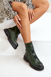Warm Women’s Worker Boots with Zipper Eco Leather Green Mailyra
