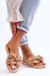 Fashionable women's slippers with a bow Beige Estera