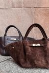 Bag Made of Natural Suede Chocolate Fiorenza