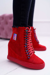 Women's Sneakers Lu Boo Openwork Suede Red Clamma