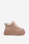 Women's Snow Boots On Platform With Furry Sheepskin Beige Luma