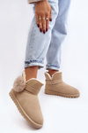 Beige Suede Snow Boots with Cutouts for Women Eraclio