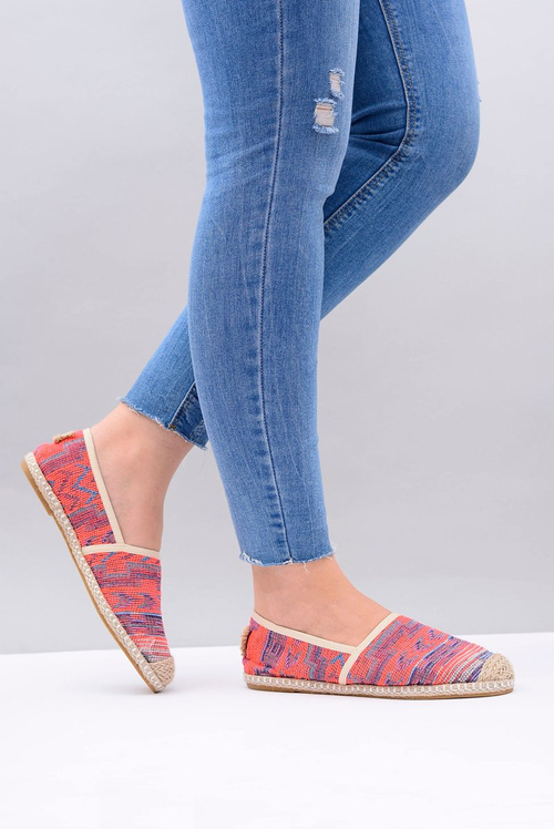 Lu Boo | Damskie Wsuwane Lniane Espadryle Aztec Koral Bimbi