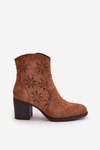 Boots With Perforated Shaft On Heel Eco Suede Brown Nevishiia