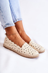 Women's Slip-on Ballerina Flats with Flowers Beige Vennice