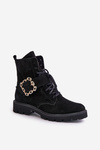 Zazoo 2951 Suede Ankle Boots With Decorative Buckle Black