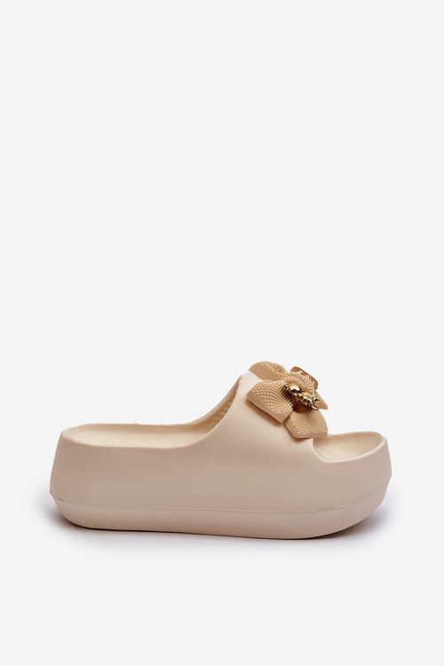Women's Beige Foam Flip-flops with Bow Salessa