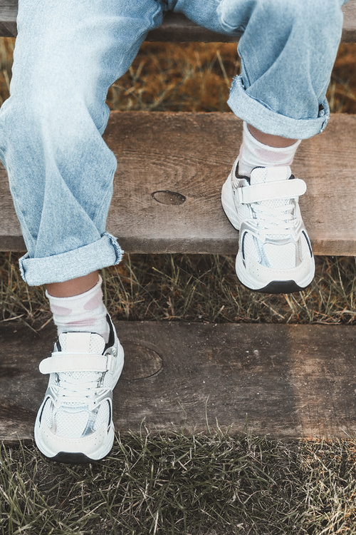 Children's Sports Sneakers with Velcro White-Black Ephona