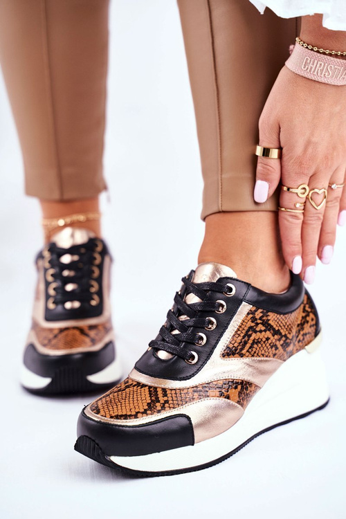 Leather Wedge Sneakers GOE GG2N3044 Black