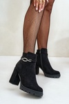 Women's Heeled Boots Eco Suede With Decorative Strap Black Maivone