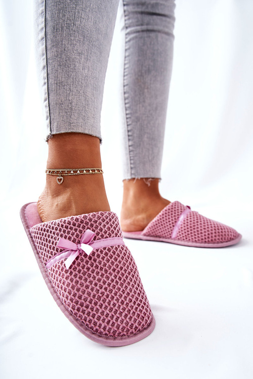 Women's Slippers With Bow Pink Evira