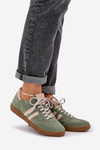 Green Suede Low Sneakers Women's Zazoo