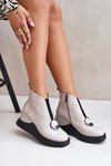 Lacquered Wedge Ankle Boots Insulated D&A MR880-136 Light Gray