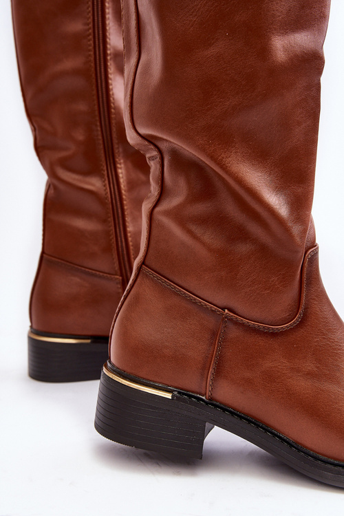 Women's Flat Heel Knee High Boots Brown Aviare