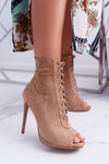 Lu Boo Lace-up Beige Open Heel Boots Sandals Natasha