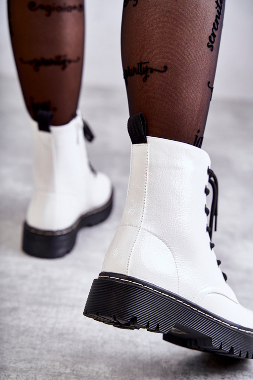 Botki Damskie Trapery Białe Kognito