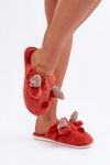 Women’s Fleece Slippers With Reindeer Motif Coral Sennalith