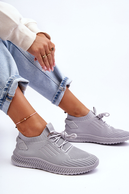 Women's Slip-On Fabric Sports Shoes Gray Zauna