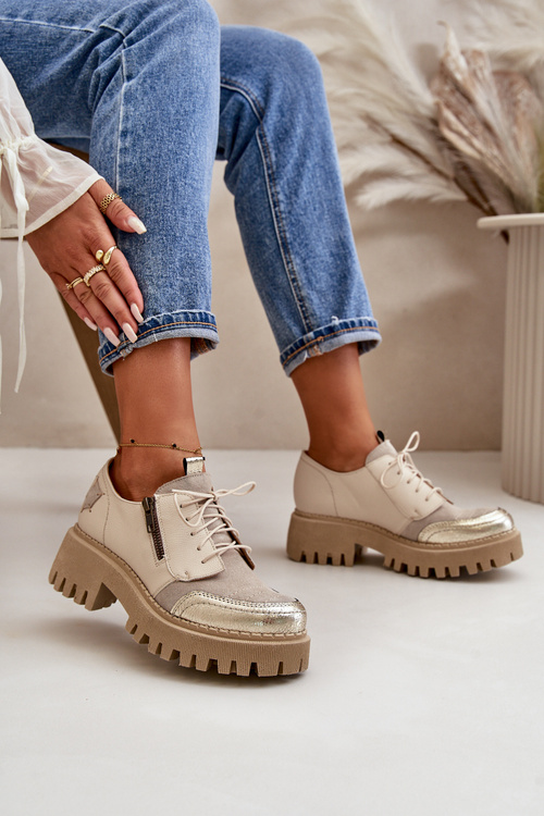 Ladies Leather Loafers Beige Maciejka 06177-04