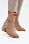 Insulated Women's Ankle Boots on Heels with Gold Elements Beige Ambrine