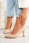 Classic Women's Pumps On A Block Heel Suede Beige Eleanor