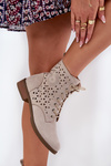 Boots With Perforated Pattern With Zip Light Beige Serfina