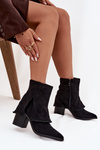 Women's Block Heel Boots with Turned Up Shaft Black Idalia