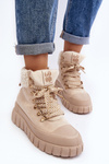 Lined Boots Trappers on Thick Sole Light Beige Ralotta