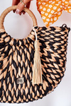 Braided Handbag Basket NOBO XK0490 Beige-Black