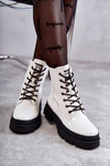 Women's Lacquered Boots Lace-up Workers White Conny