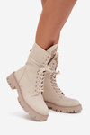 Insulated ankle boots workers with decoration beige Kelilea