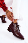 Women's Boots With A Crocodile Pattern Burgundy Farrah