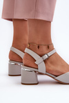 Women's Low Heel Eco Leather Sandals Sergio Leone SK876 Grey