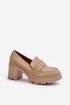 Women's Shoes on Chunky Heel with Decoration Beige Ranunca