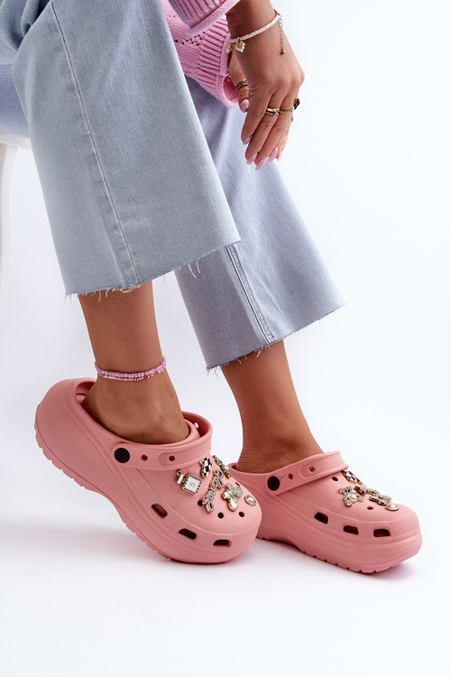 Women's Lightweight Foam Slides with Thick Sole and Pink Buckles by Effiora