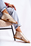 Women's Leather Sandals Broad Foot Gold Catalise