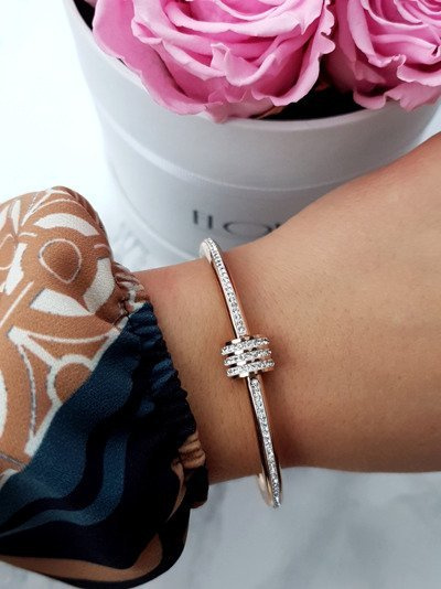 Women's Steel Bracelet With Zircons Rose Gold Ferni